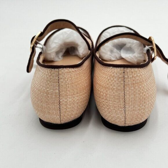 miss left Nude Comfort Buckle Strap Mary Janes Round Toe Ballet Flats - Picture 5 of 7